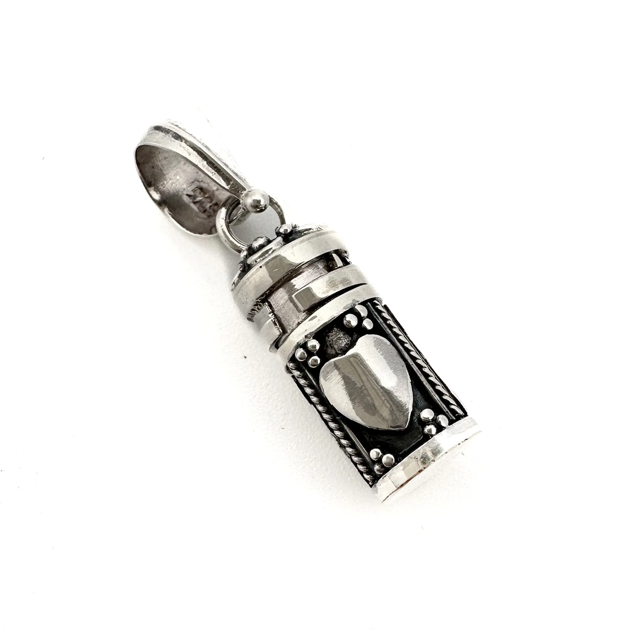 17mm Moon. Star or Heart Prayer Box Pendant - Bali Silver (1 pc/M2063)