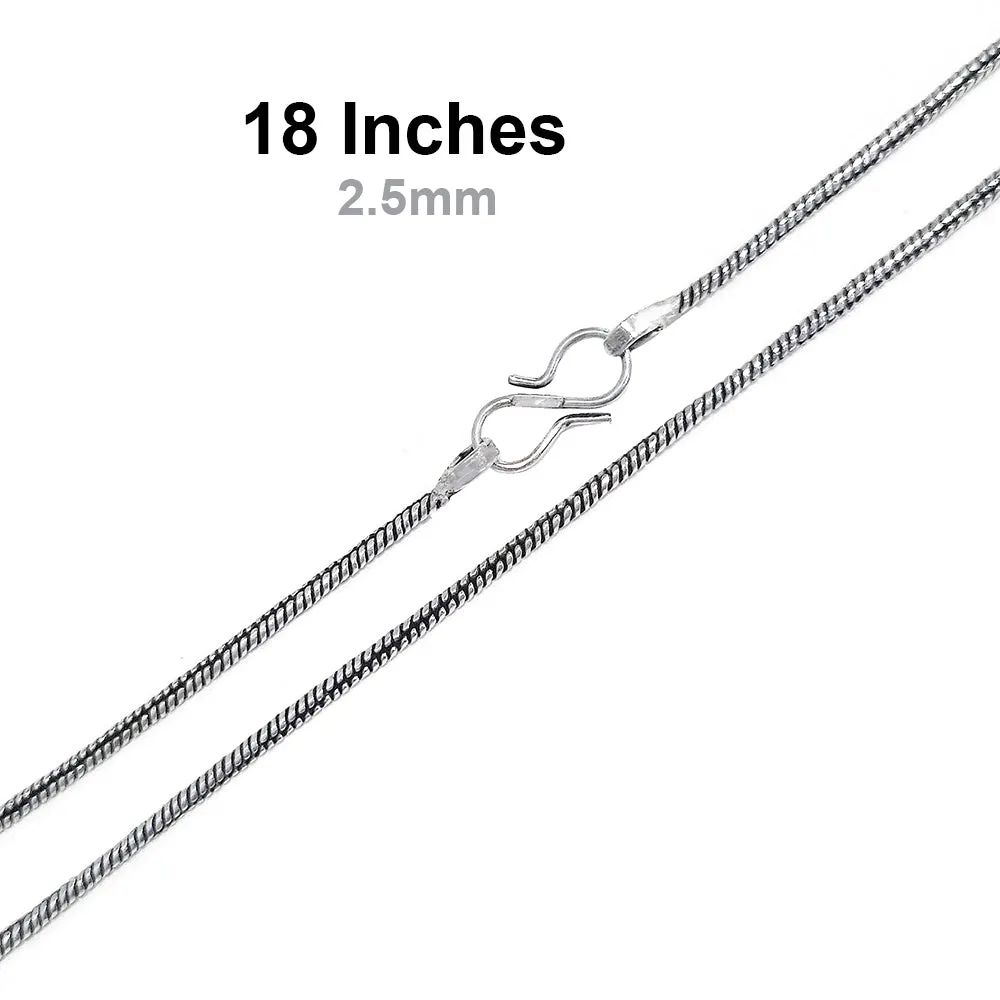 18 Inches long Snake chain with S hook, Silver Oxidized tone, thickness about 2.5mm