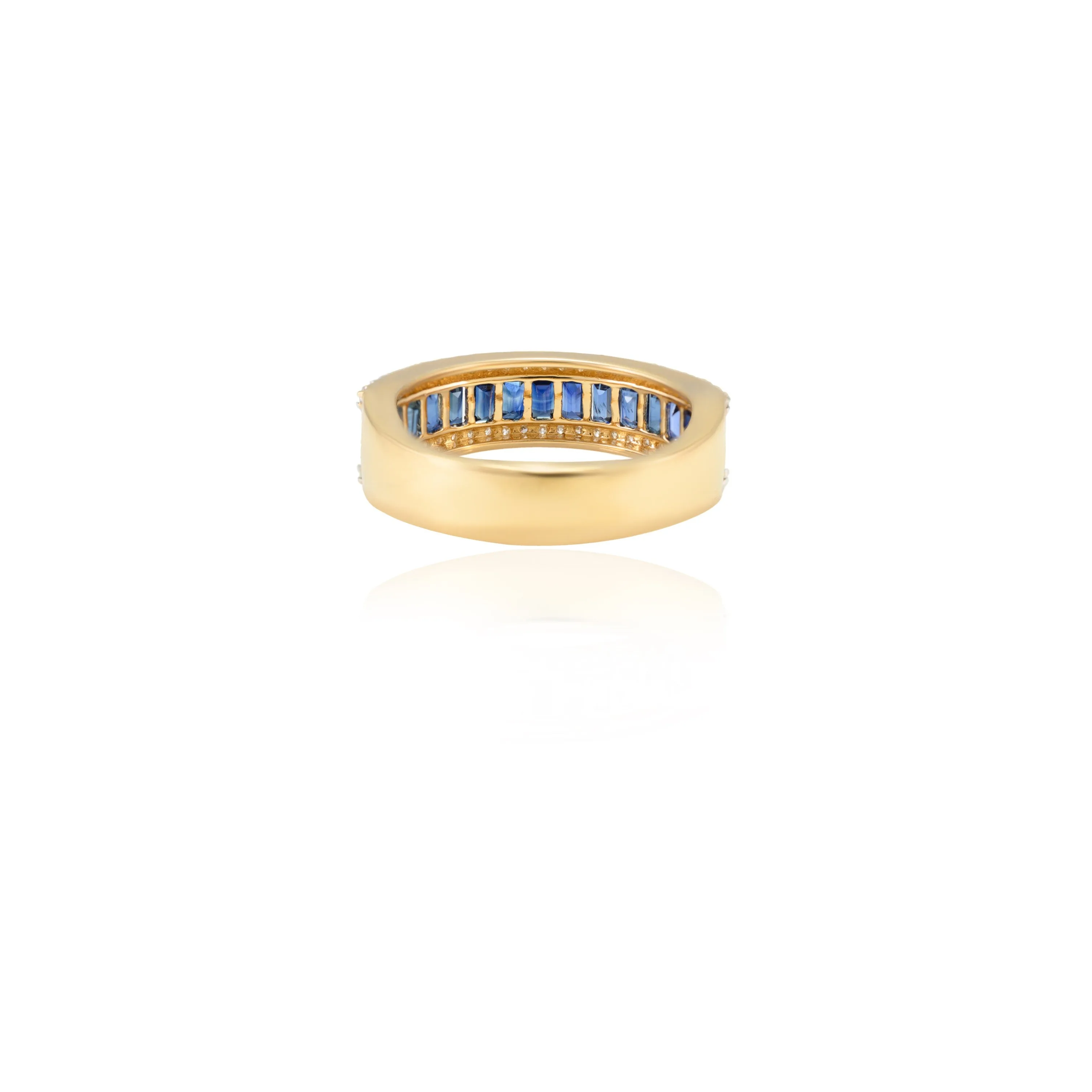 18K Gold Blue Sapphire Diamond Stacking Ring