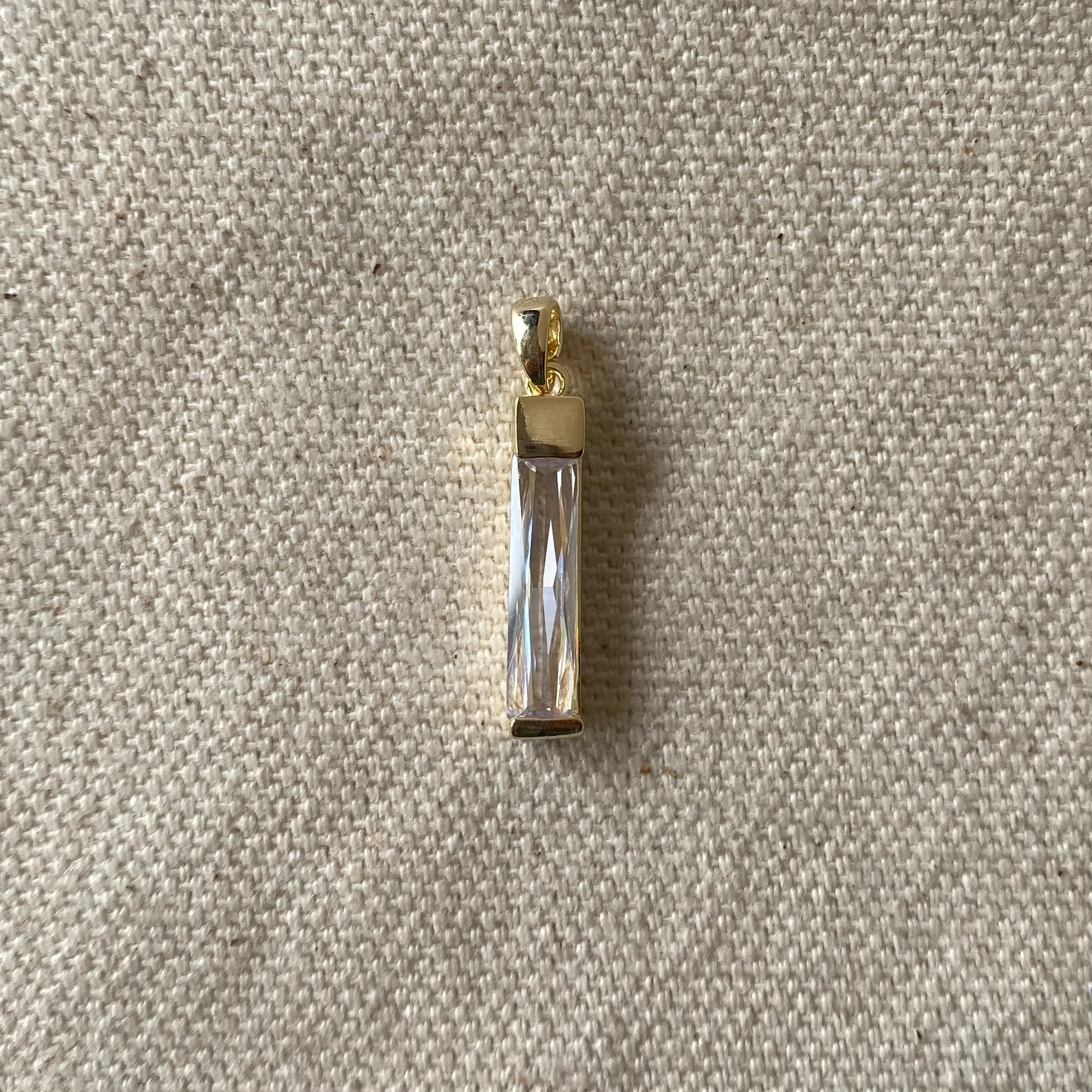 18k Gold Filled Long Crystal Baguette Charm