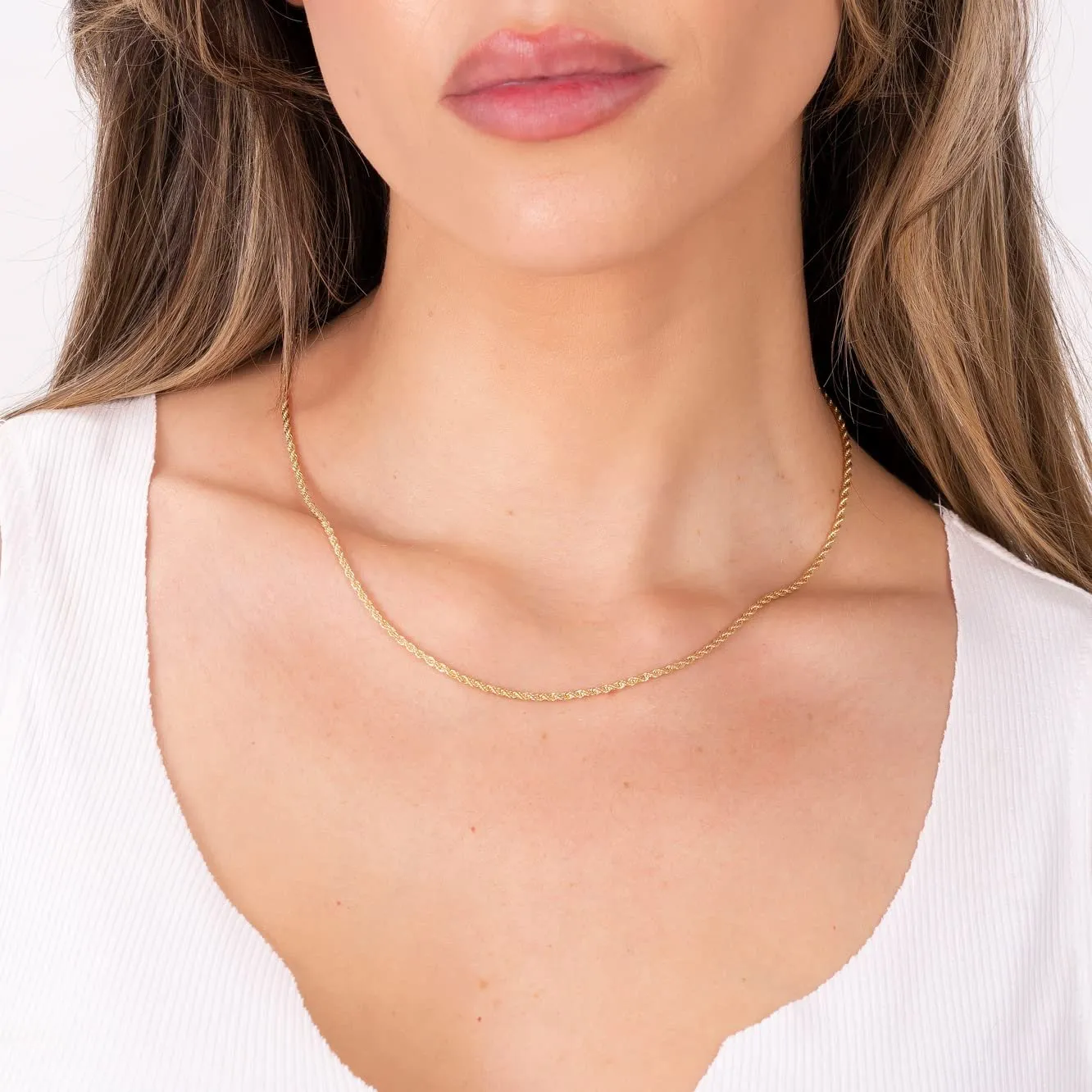 18k Gold Plated Rope Chain Necklace (available in multiple options)