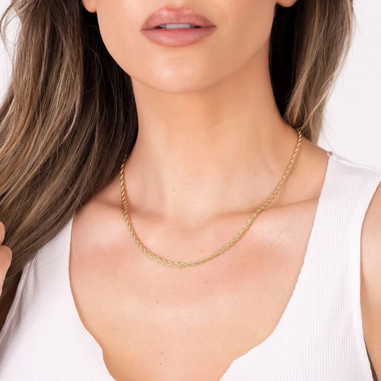 18k Gold Plated Rope Chain Necklace (available in multiple options)