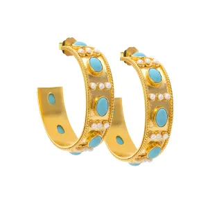 18k Gold Vermeil Turquoise Hoop Earrings: The Amelie