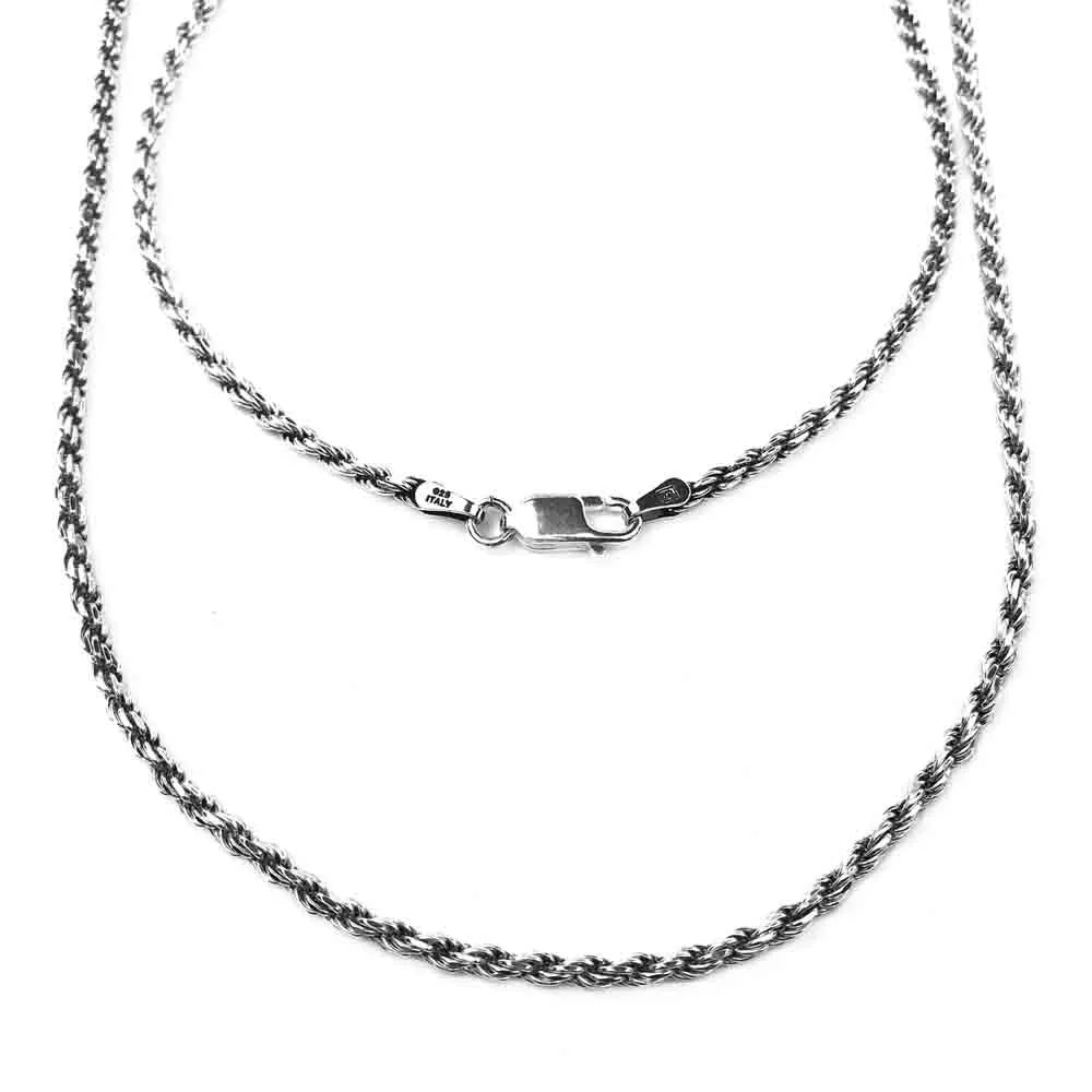 2.3 mm Antiqued Sterling Silver Rope Chain | #C5488