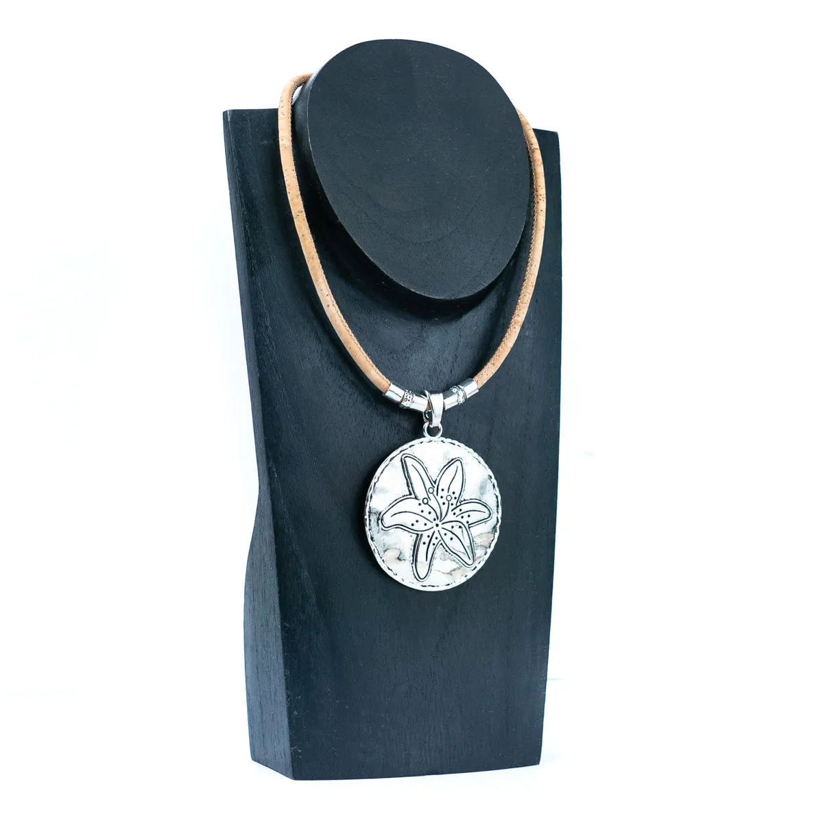 3 styles of handmade necklaces for women with natural cork cord and alloy hardware NE-1078-MIX-3