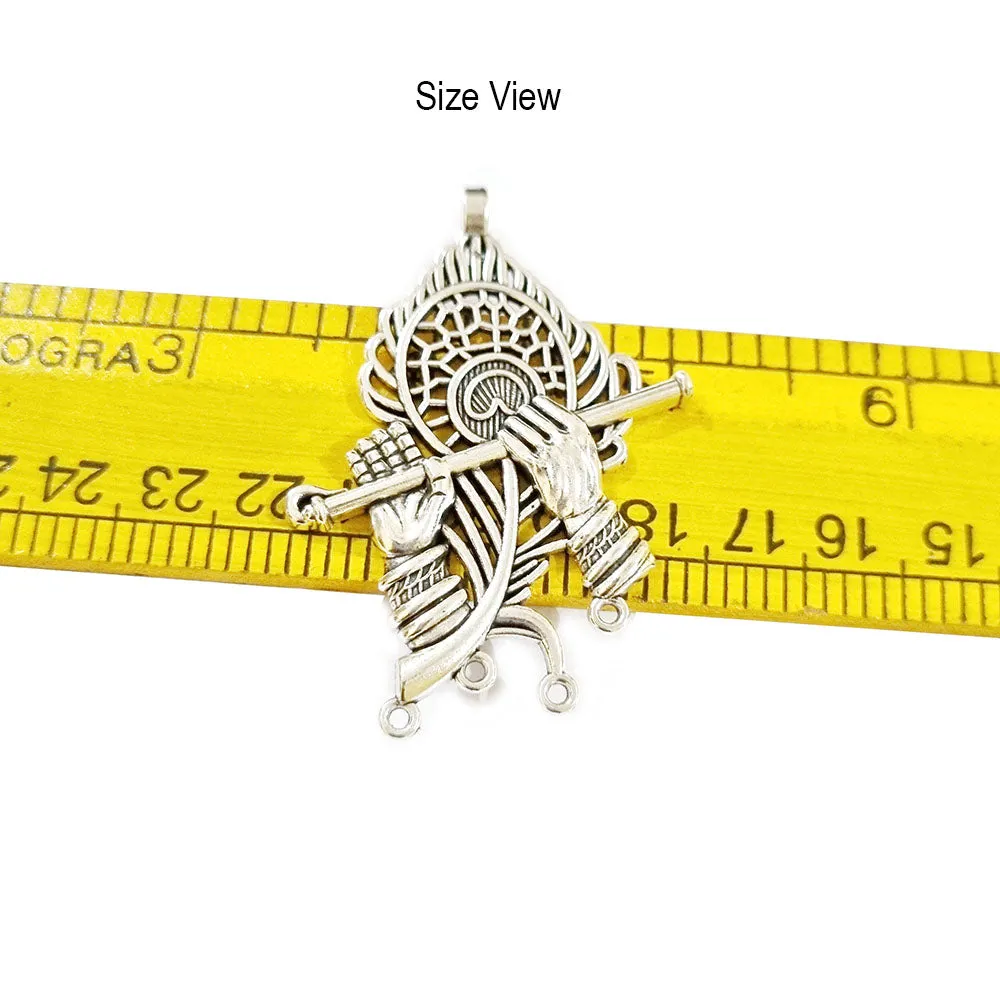 4 PIECES PACK'  Silver, Krishna Pendants for Jewelry Making