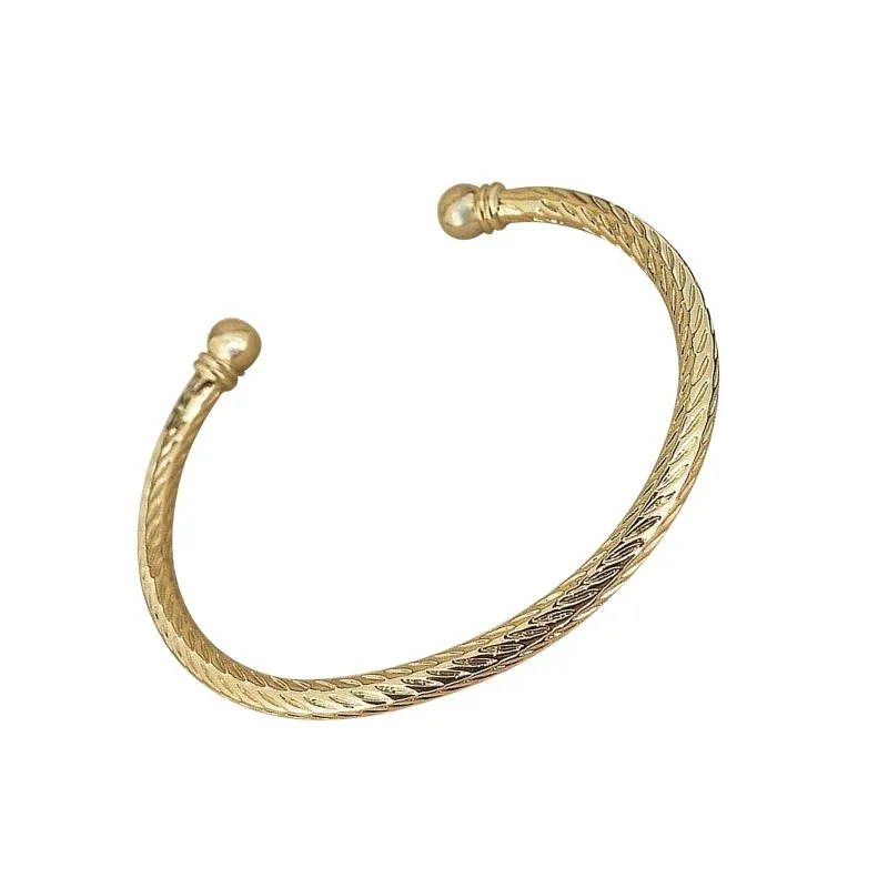 4mm Gold Twisted Torque Adjustable Bangle