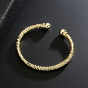 4mm Gold Twisted Torque Adjustable Bangle