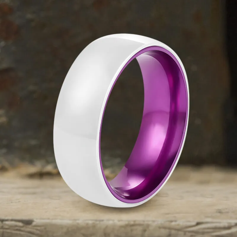 8mm Simple White Ceramic Band Ring