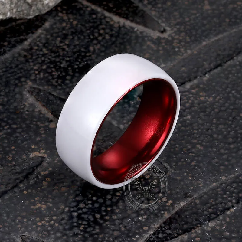 8mm Simple White Ceramic Band Ring