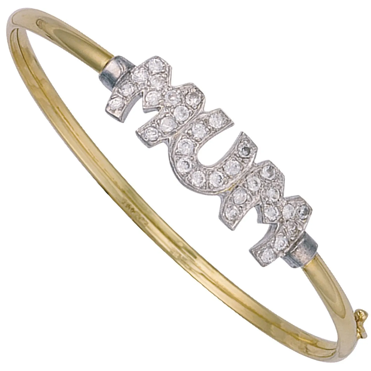 9ct Yellow Gold CZ Mum Bangle 5.9g