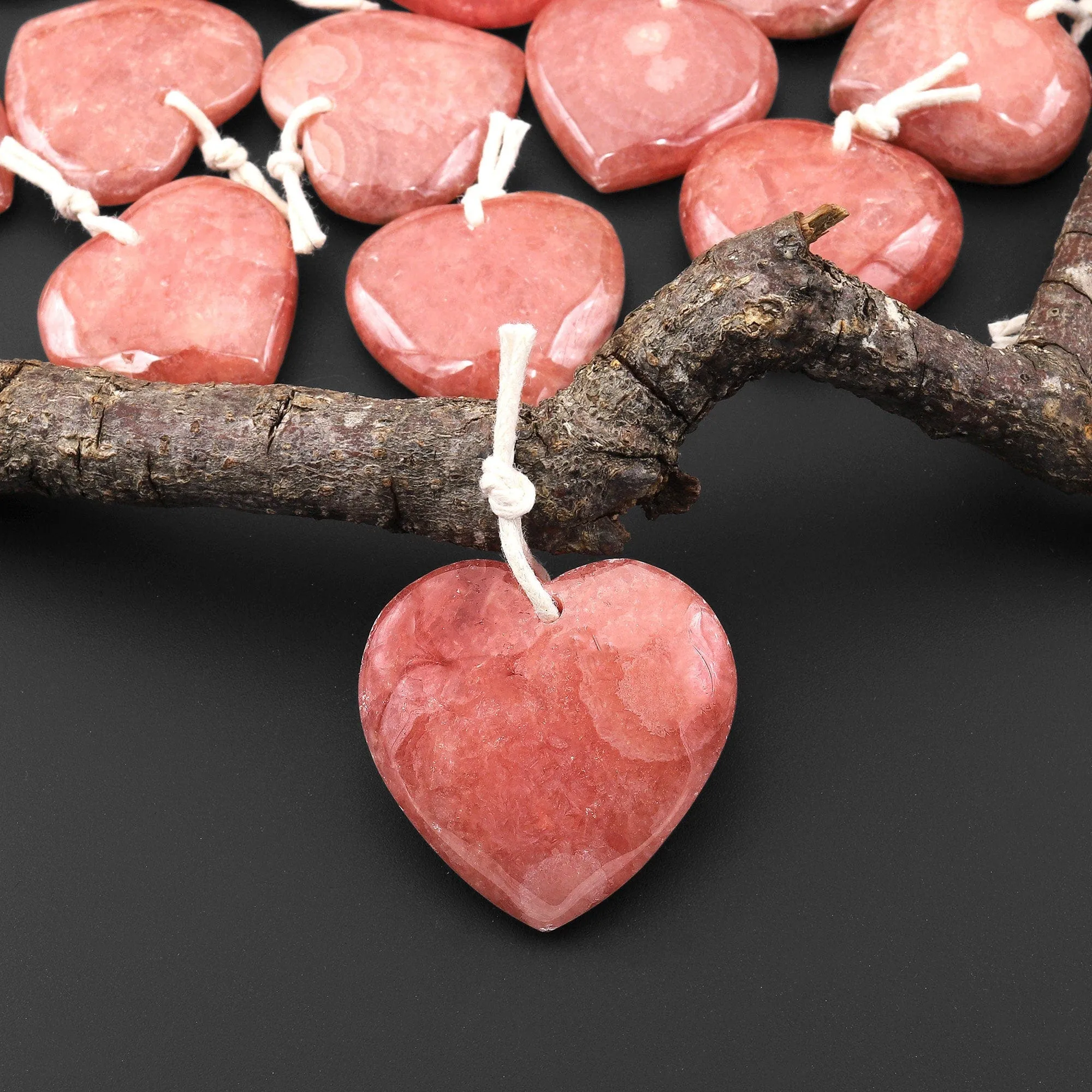 AAA Gemmy Natural Red Rhodochrosite Heart Gemstone Pendant