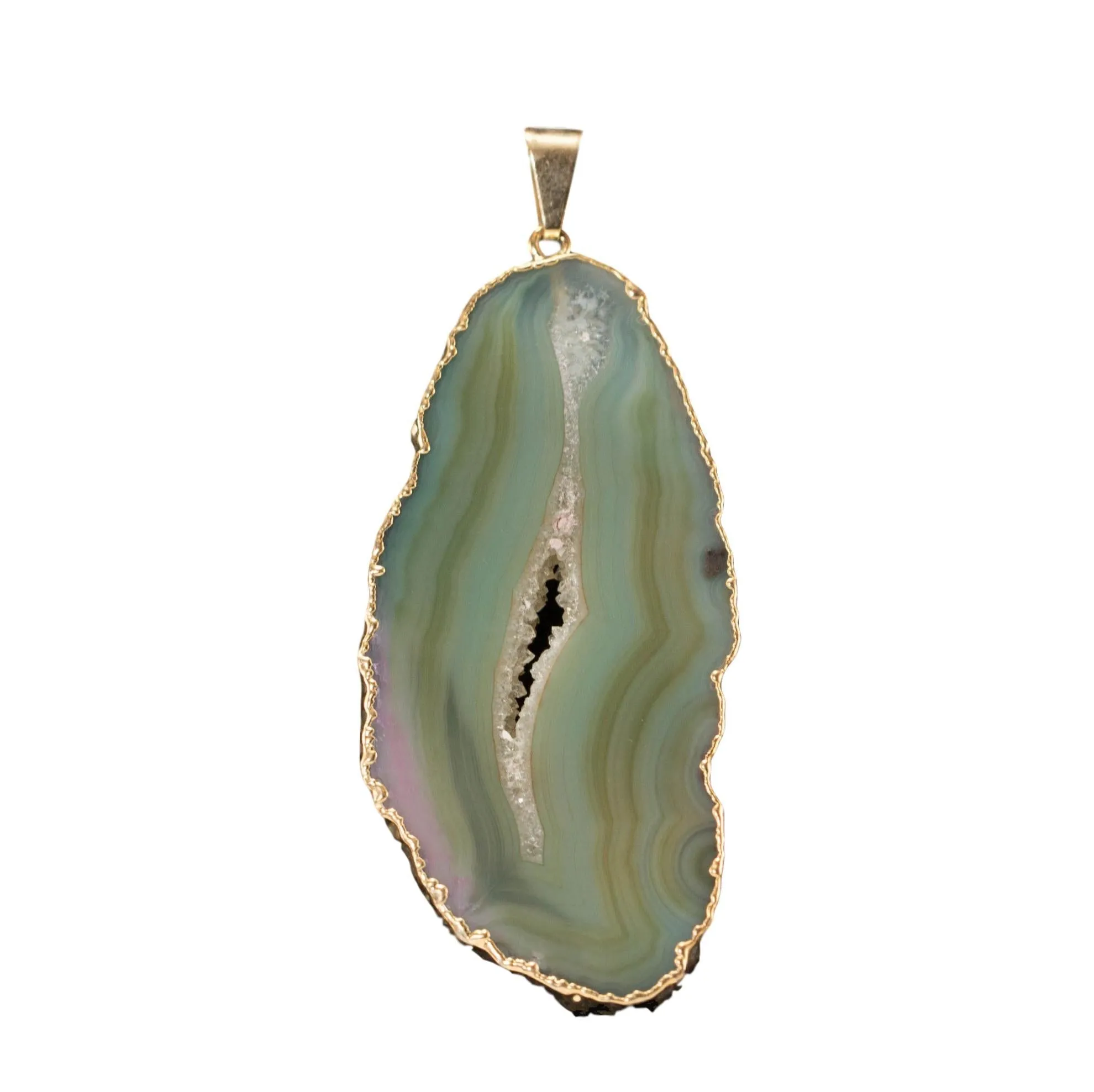 Agate Slice Pendants Gold