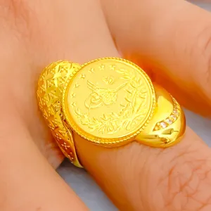 Artistic 21k Gold Coin Ring