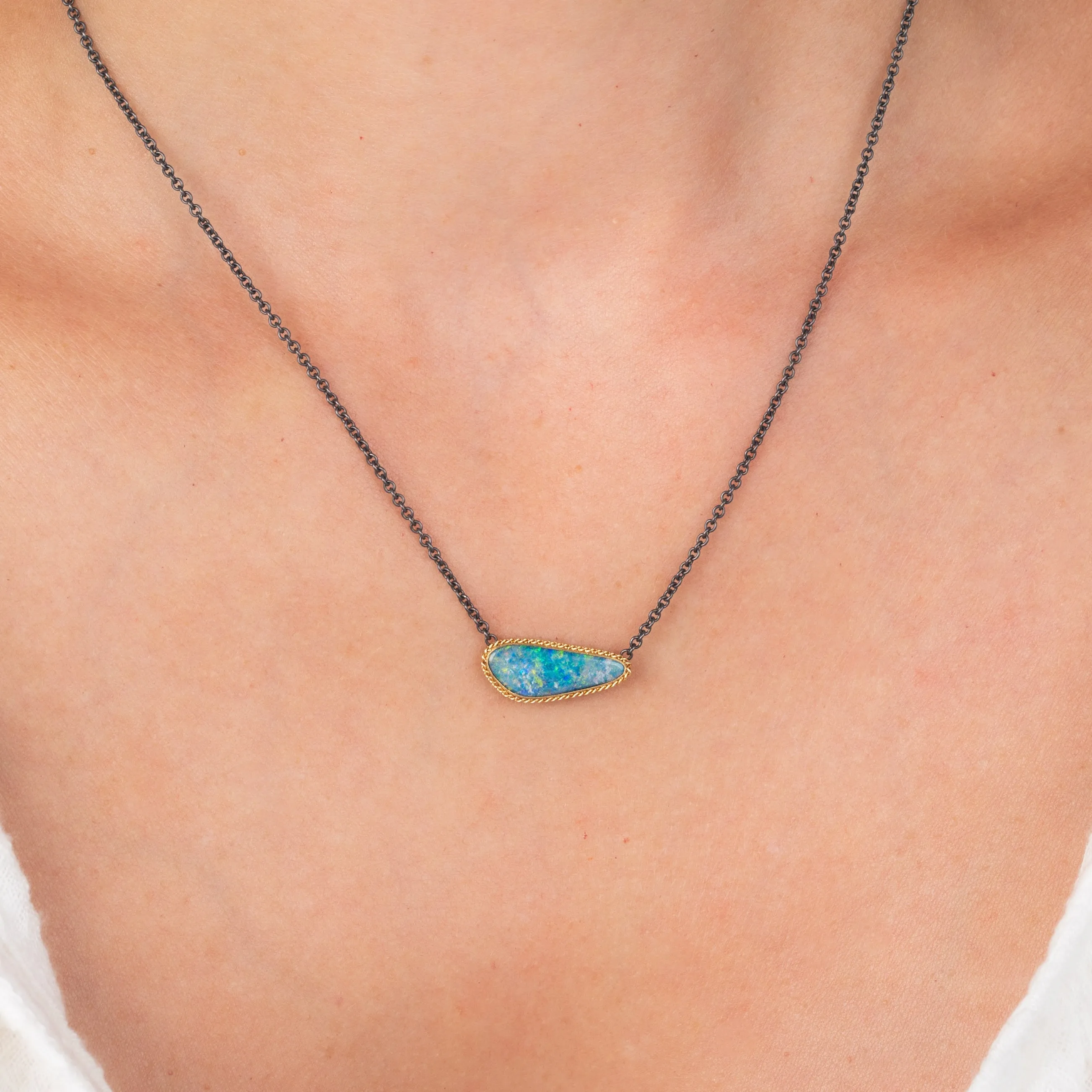 Australian Opal Unique Contrast Necklace