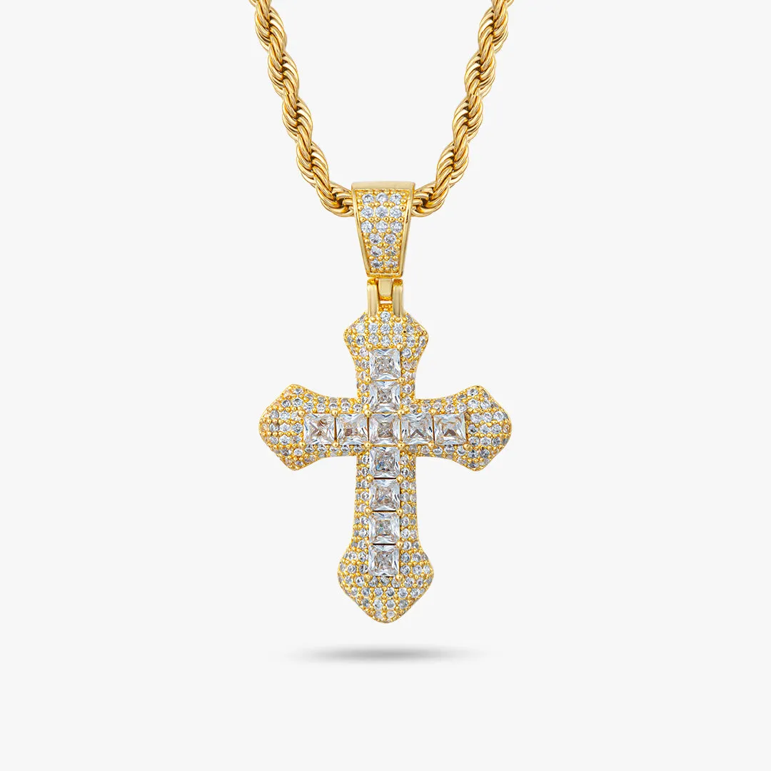 Baguette Band Gothic Cross Pendant