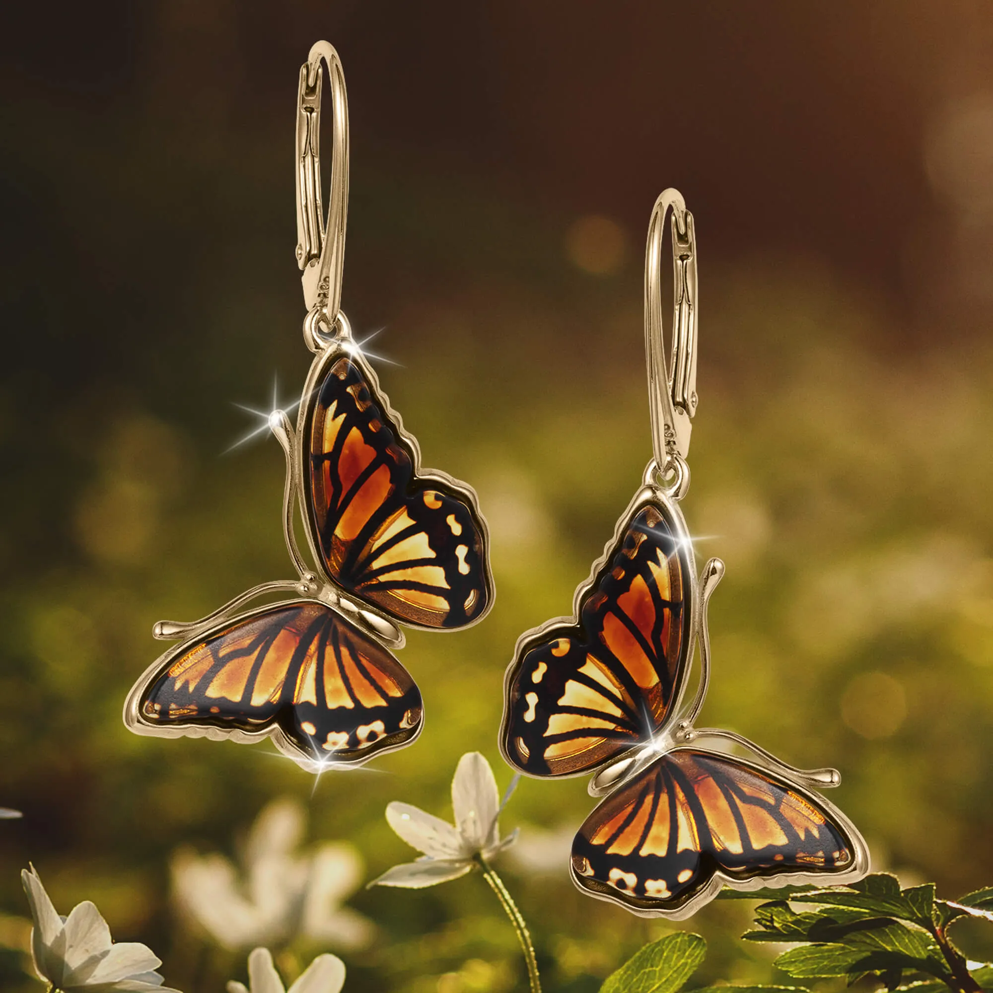 Baltic Amber Butterfly Earrings