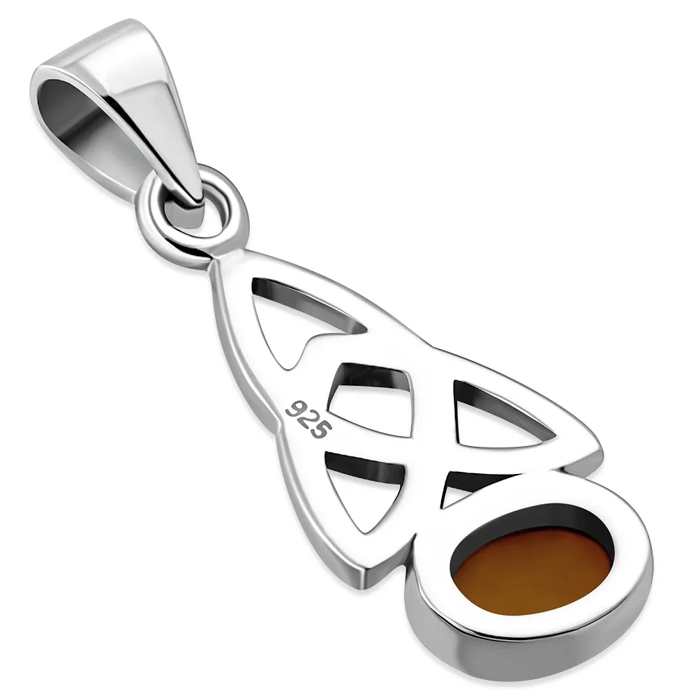 Baltic Amber Trinity Knot Silver Pendant