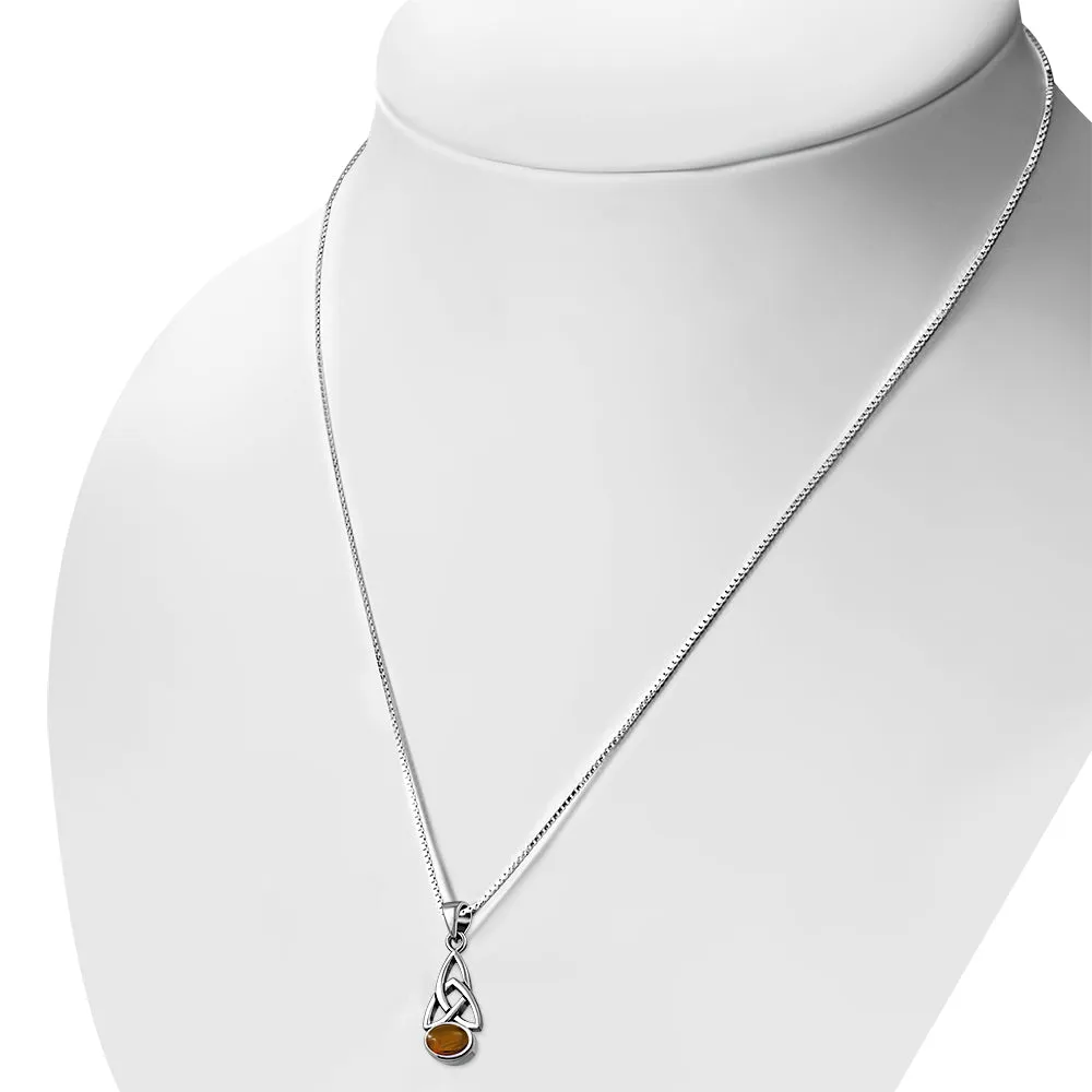 Baltic Amber Trinity Knot Silver Pendant