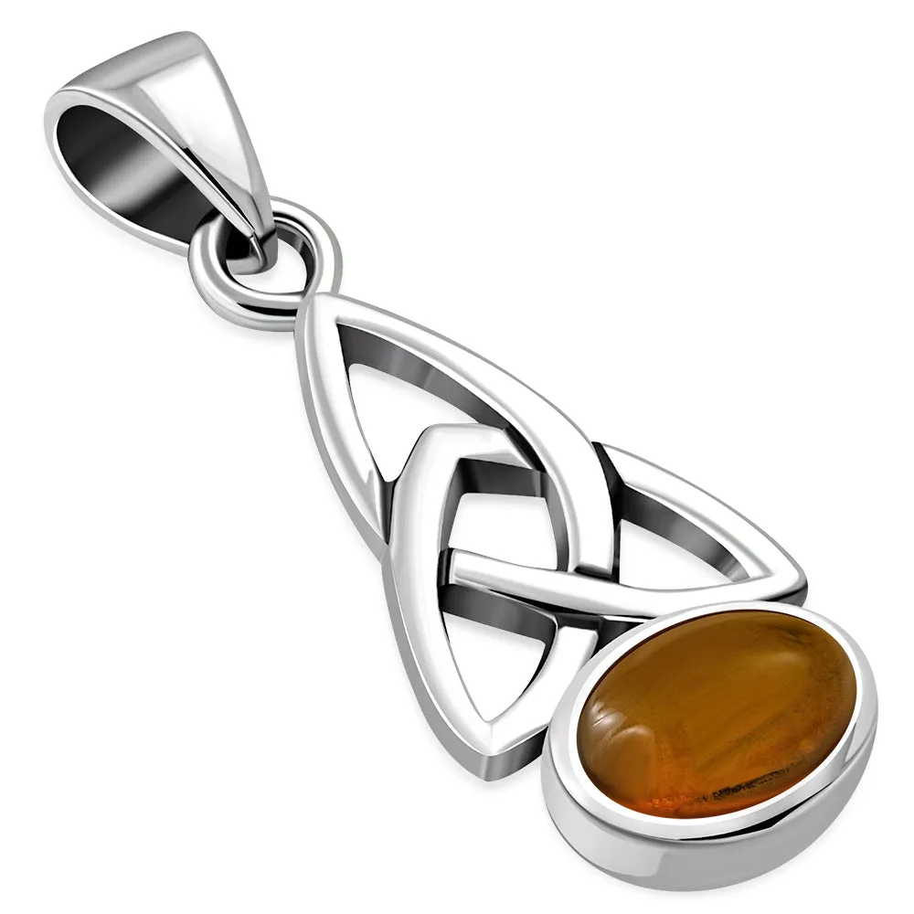 Baltic Amber Trinity Knot Silver Pendant