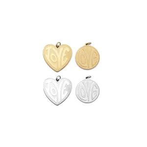 BestBeads&Beyond - Matt Gold Silver Love Heart Round Coin Charm, Sku#LX260