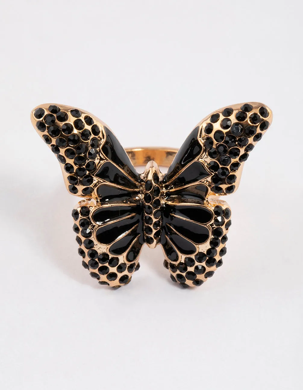 Black Grand Butterfly Cocktail Ring