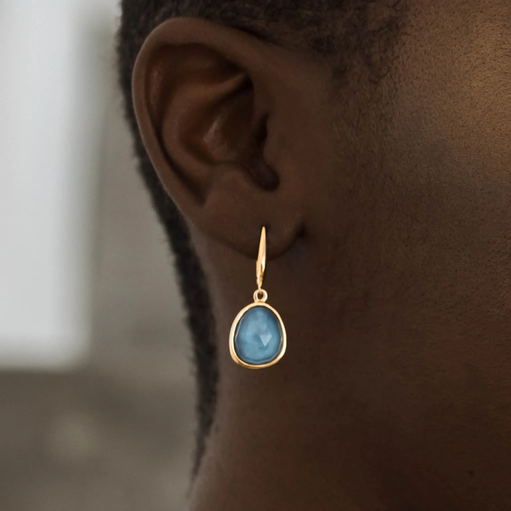 Blue Opal Statement Earrings Doublet - Serendipity