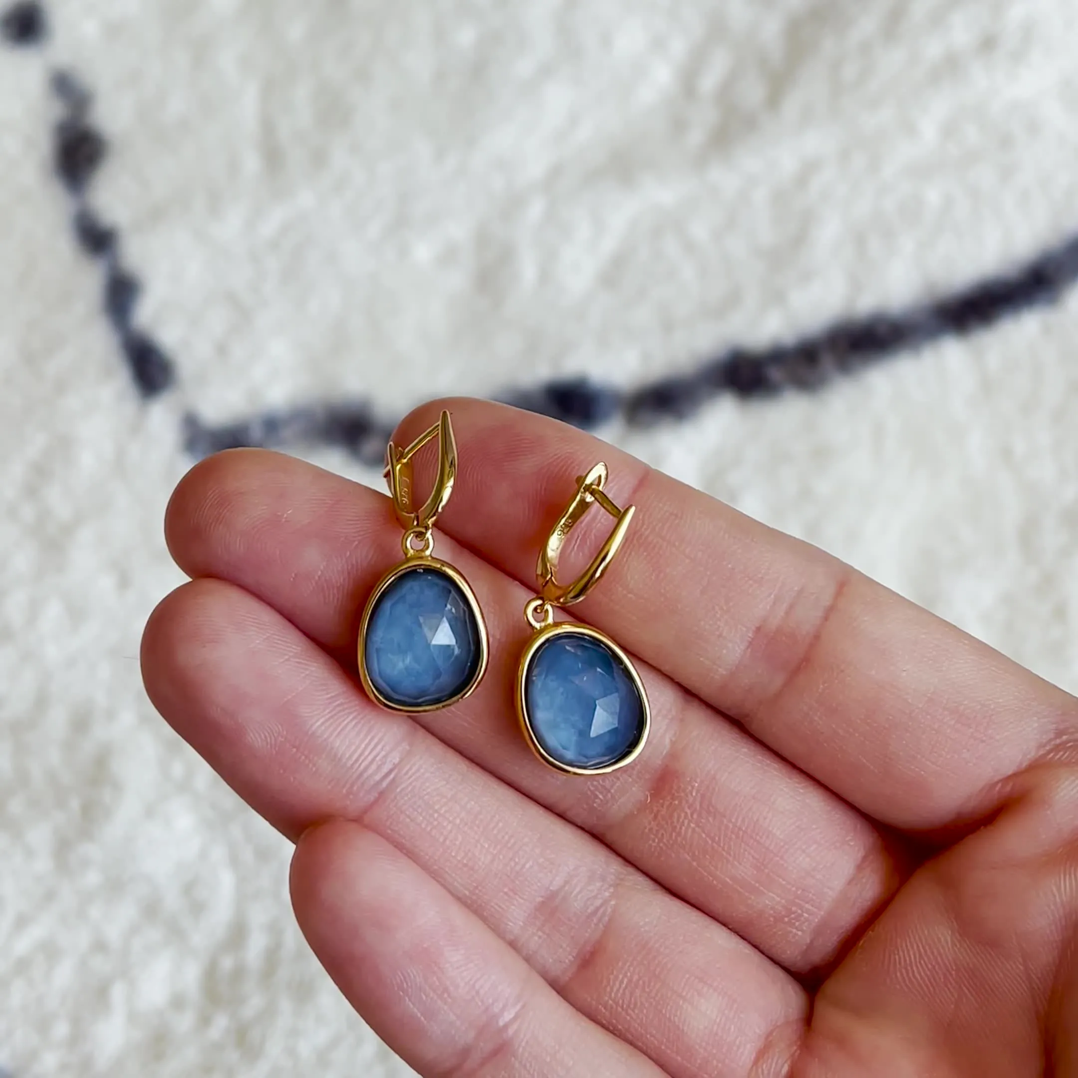 Blue Opal Statement Earrings Doublet - Serendipity