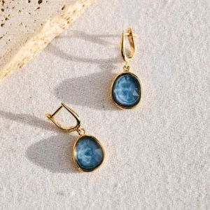 Blue Opal Statement Earrings Doublet - Serendipity