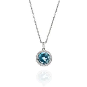 Blue Topaz & Diamond Pendant