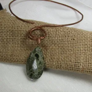 Bold Green Gemstone Pendant on Copper Neck Wire