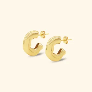 C Curvy Hoop Stud Earrings