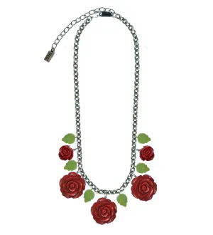 Classic Hardware Multi Rose Necklace in Red