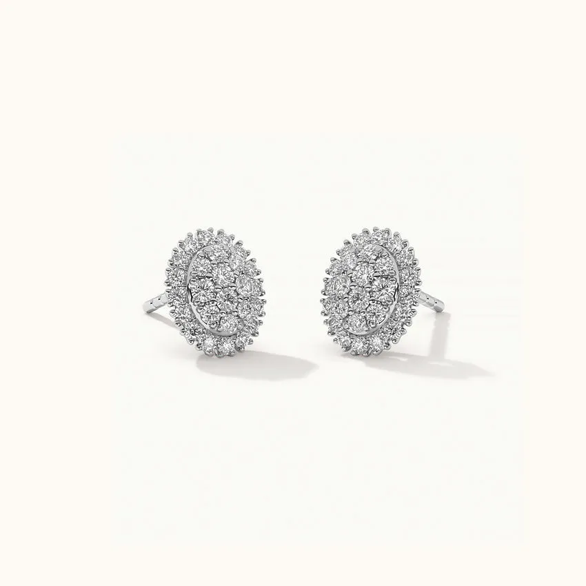 Classic Oval Cluster Diamond Earrings