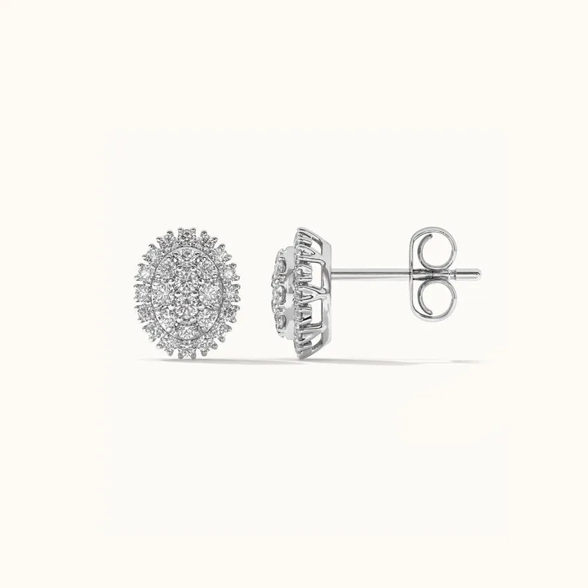 Classic Oval Cluster Diamond Earrings