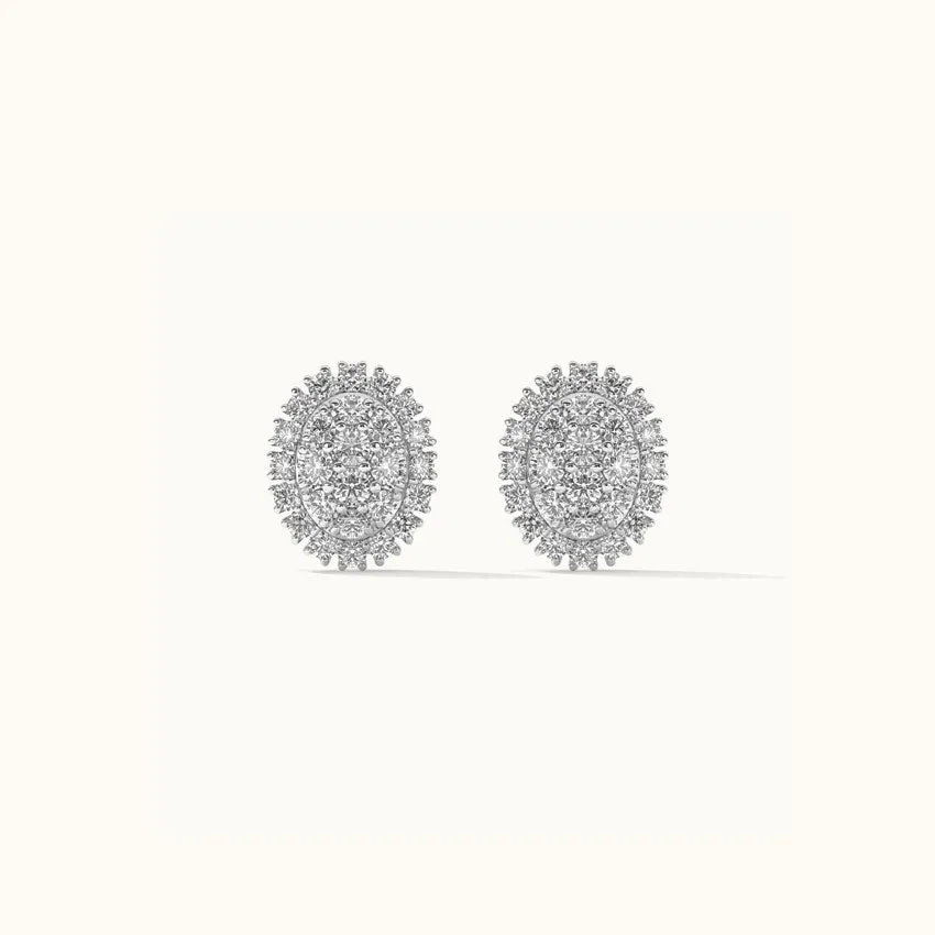 Classic Oval Cluster Diamond Earrings