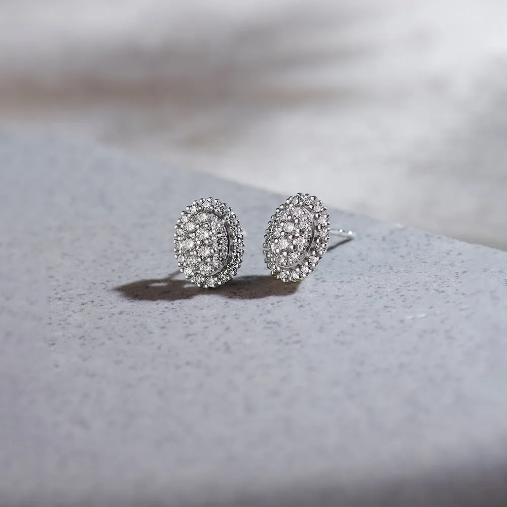 Classic Oval Cluster Diamond Earrings