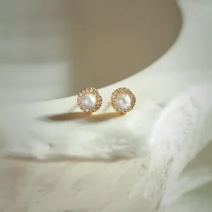 Classic Pearl Diamond Earrings