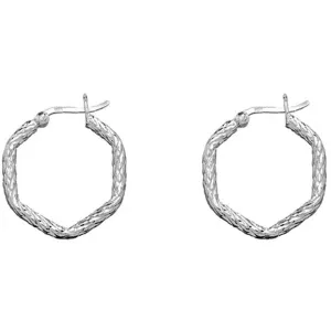 Classic Women's Earrings - Sterling Silver 7-Sided Square Hoop Hinged Closure | A-1710