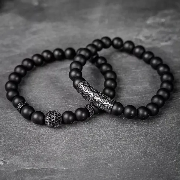 Classy Men Matte Black Bracelet Set