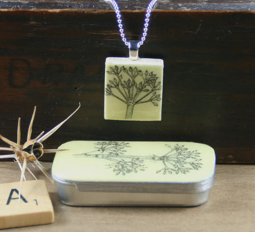 Cottage Garden Scrabble Tile Pendant and Teeny Tiny Tin - Parsley