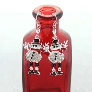 Crystal Snowman Christmas Earrings