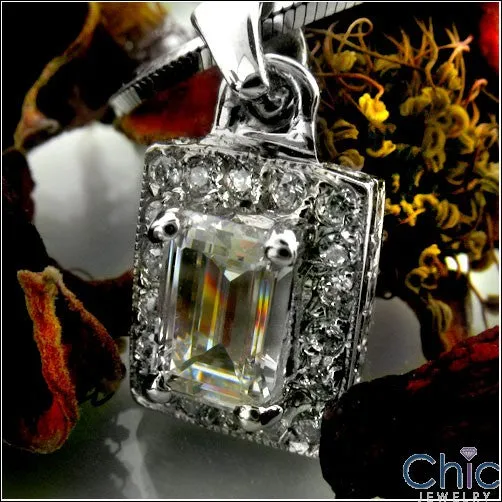 Cubic Zirconia Cz 5.Ct Emerald Pave Pendant