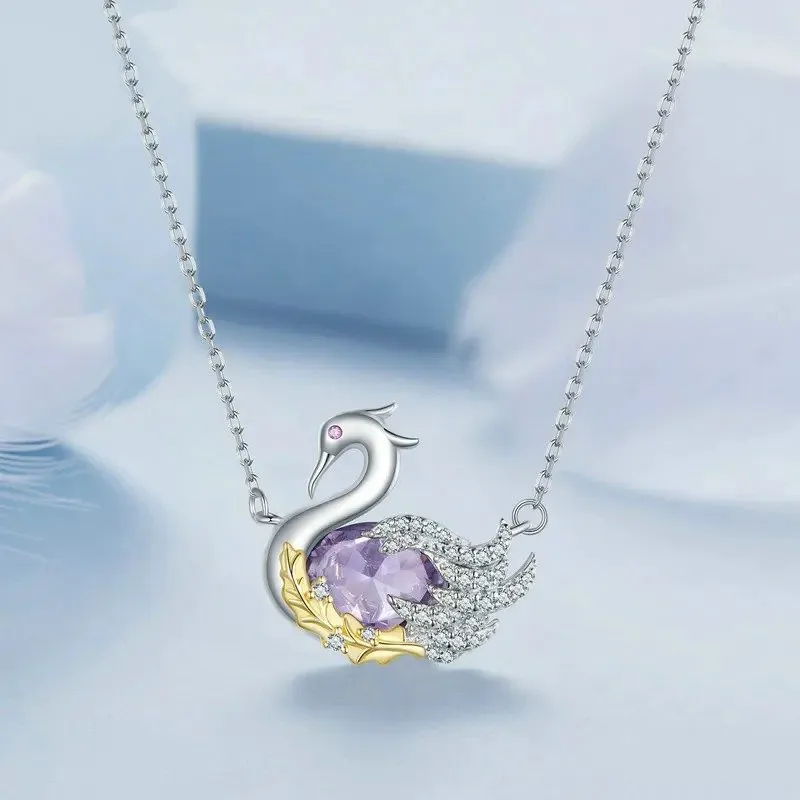 Cute Swan Pendant Necklace for Women