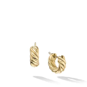 David Yurman Sculpted Cable Hoop Earrings in 18K Yellow Gold, 5.4MM