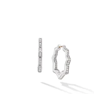 David Yurman Zig Zag Stax Hoop Earrings in Sterling Silver with Diamonds, 22.8mm