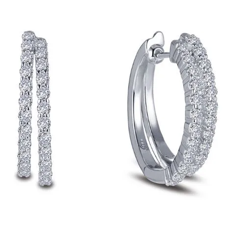 Douple Hoop Simulated Diamond Earrings E0385CLP