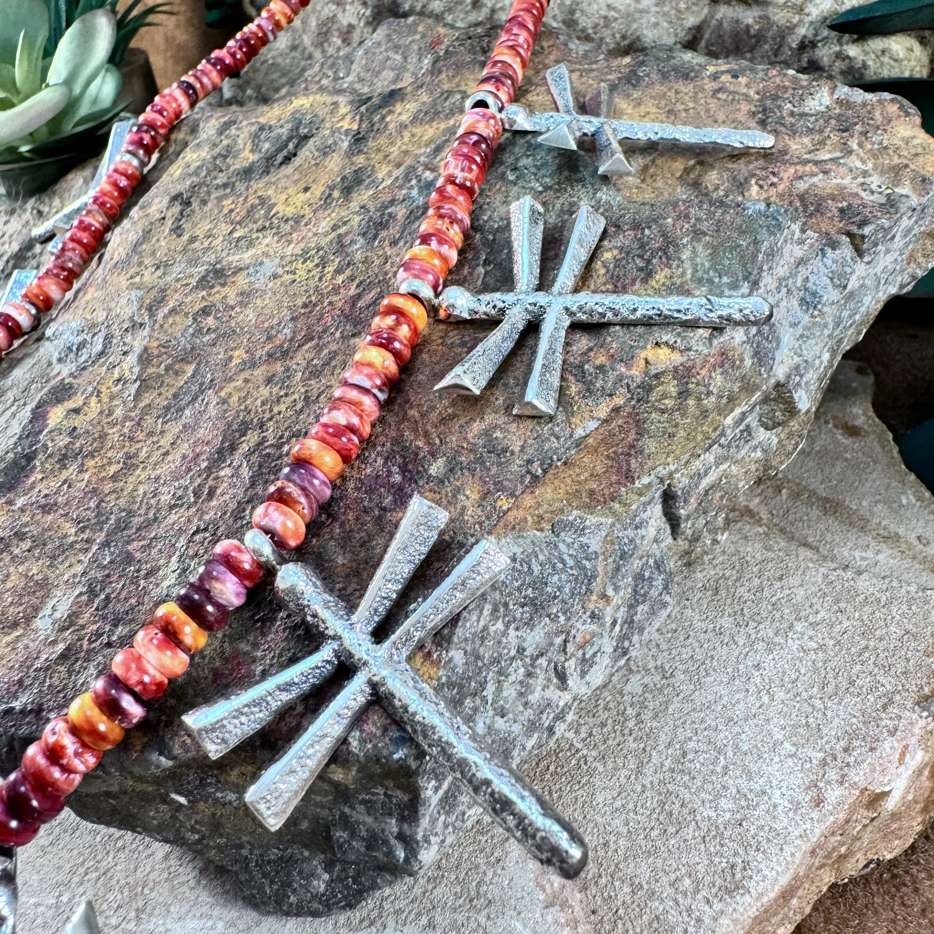 Dragonfly Pendant Necklace with Spiny Oyster Beads by Gary Custer