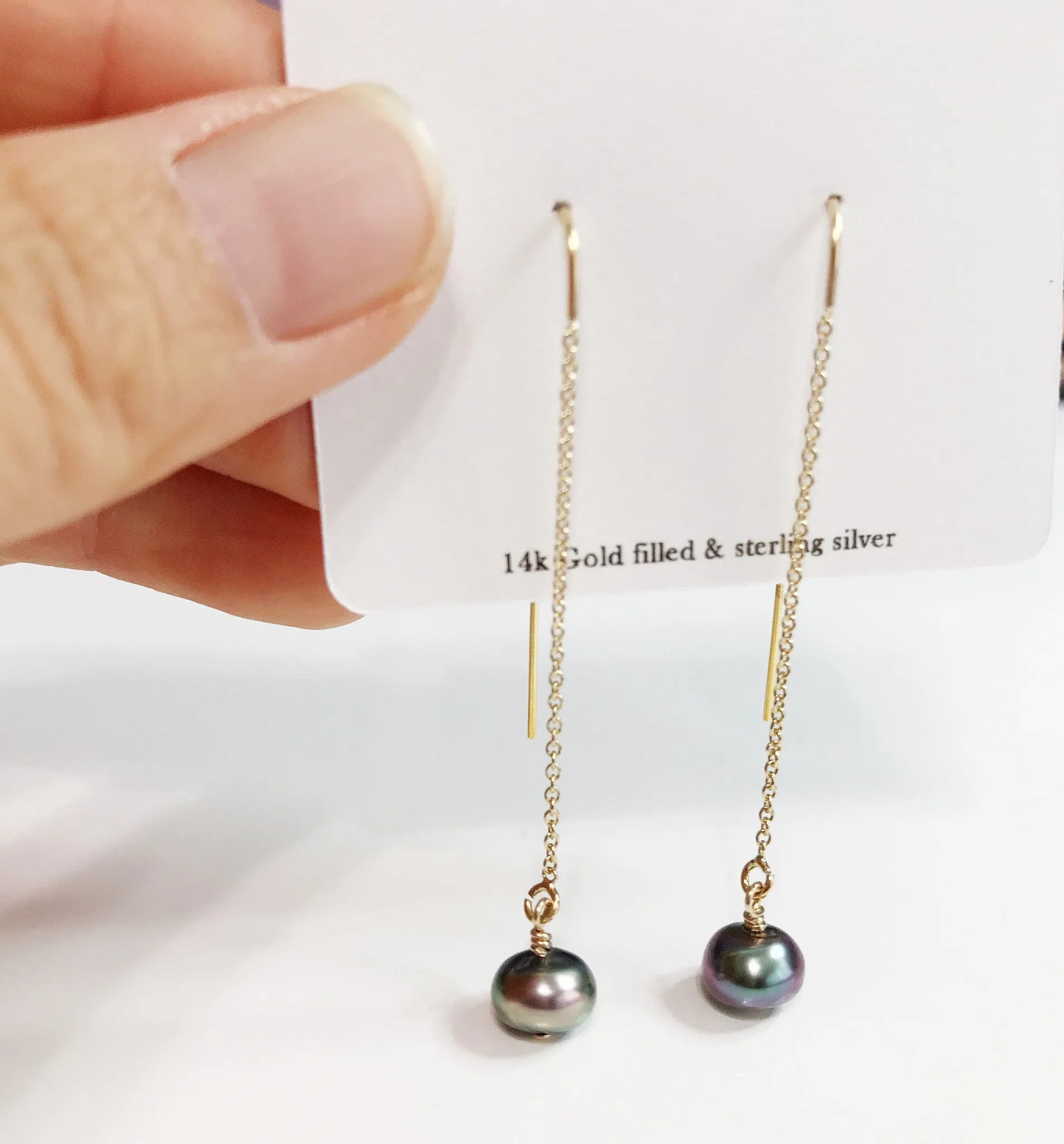 Earrings Ella - Keshi tahitian pearls (E360)