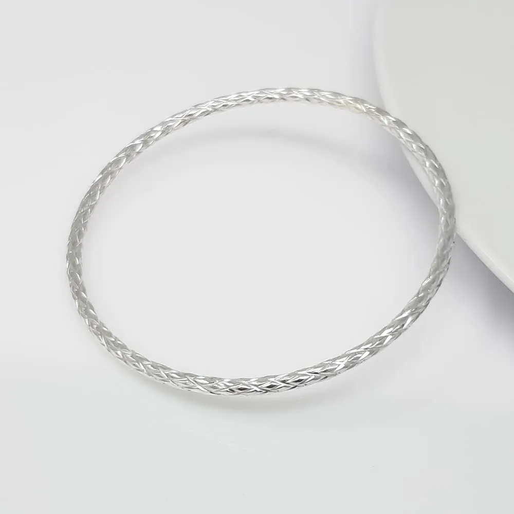 Elegant 925 Sterling Silver Bangle Bracelet for Women | 65mm Polished Slim Silver Bangle